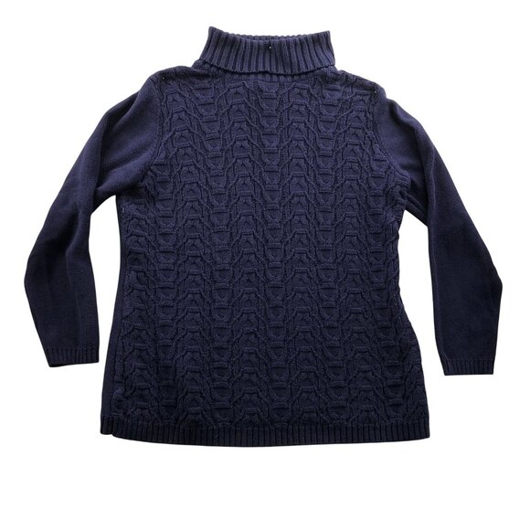 Coldwater Creek Women Sweater Large 14 Turtleneck Purle Cozy Cable Knit Pullover - Picture 1 of 12